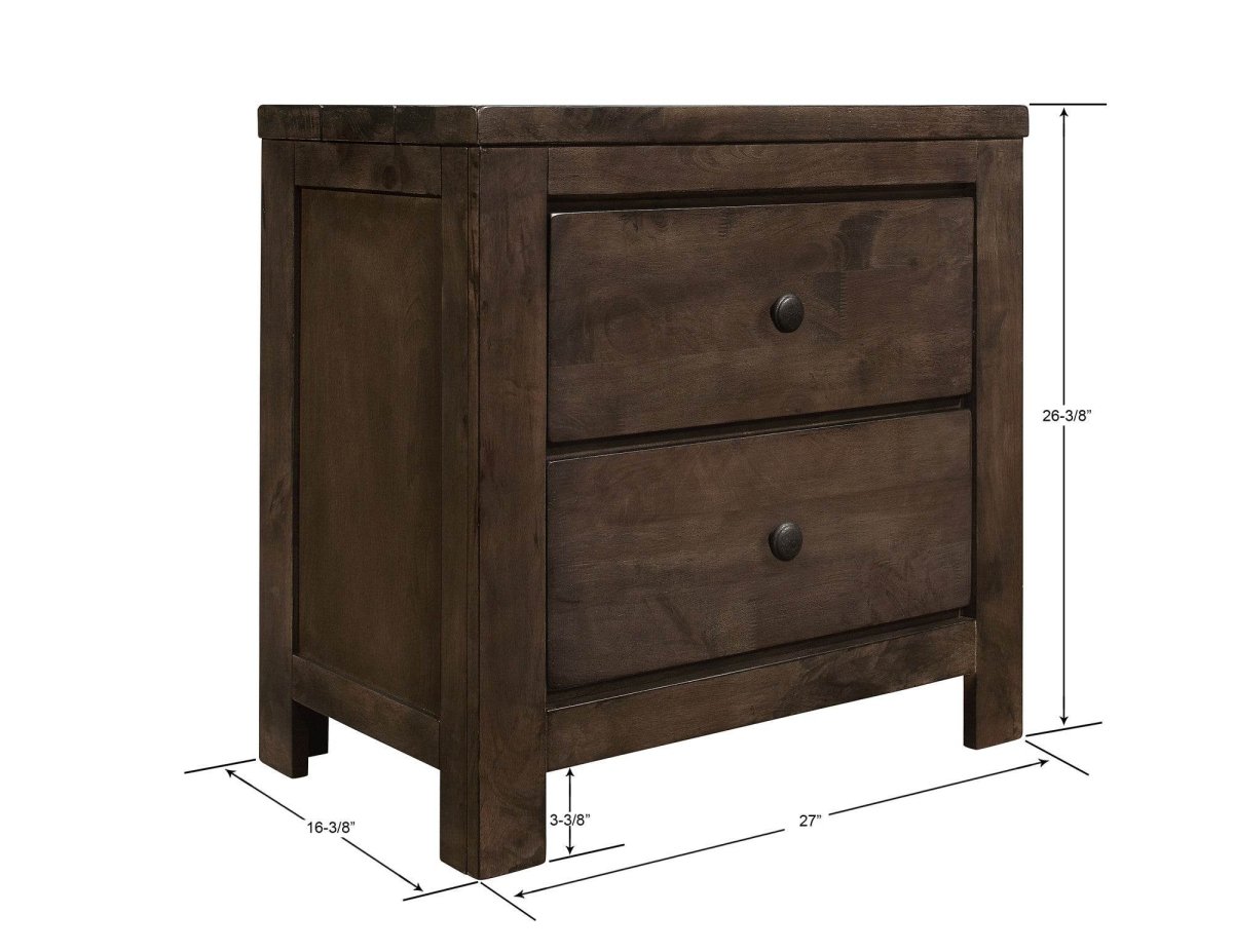 Brown Engineered Wood 2 - Drawer Modern Rustic Nightstand - Driftwood - Omega Lifestyles