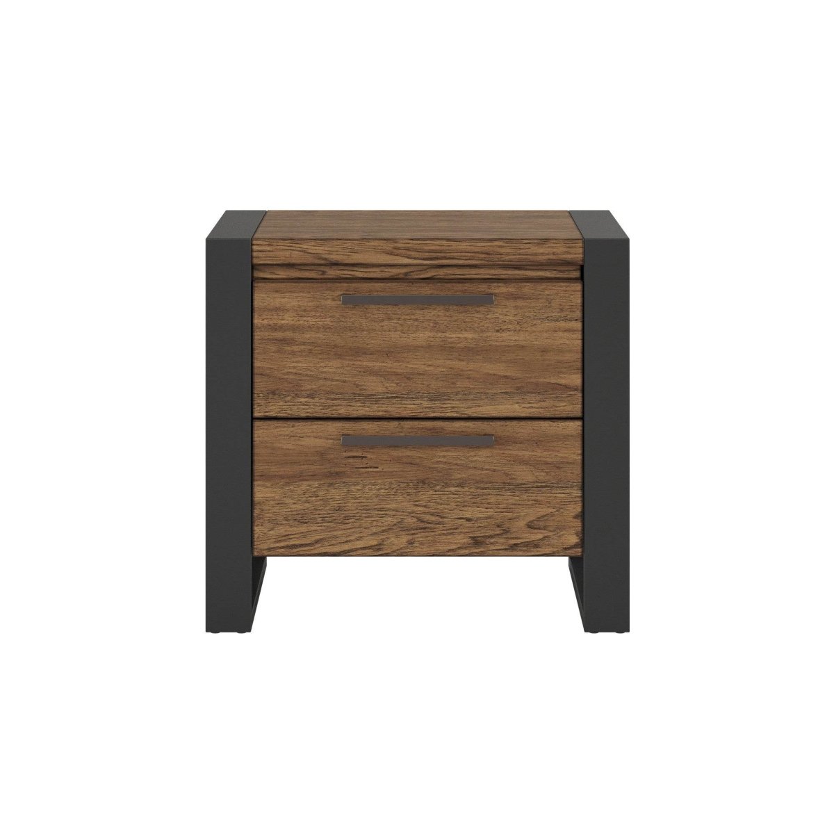 Brown Engineered Wood 2 - Drawer Urban Industrial Nightstand - Driftwood - Omega Lifestyles