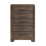 Brown Engineered Wood 5 - Drawer Chest Storage Dresser - Driftwood - Omega Lifestyles