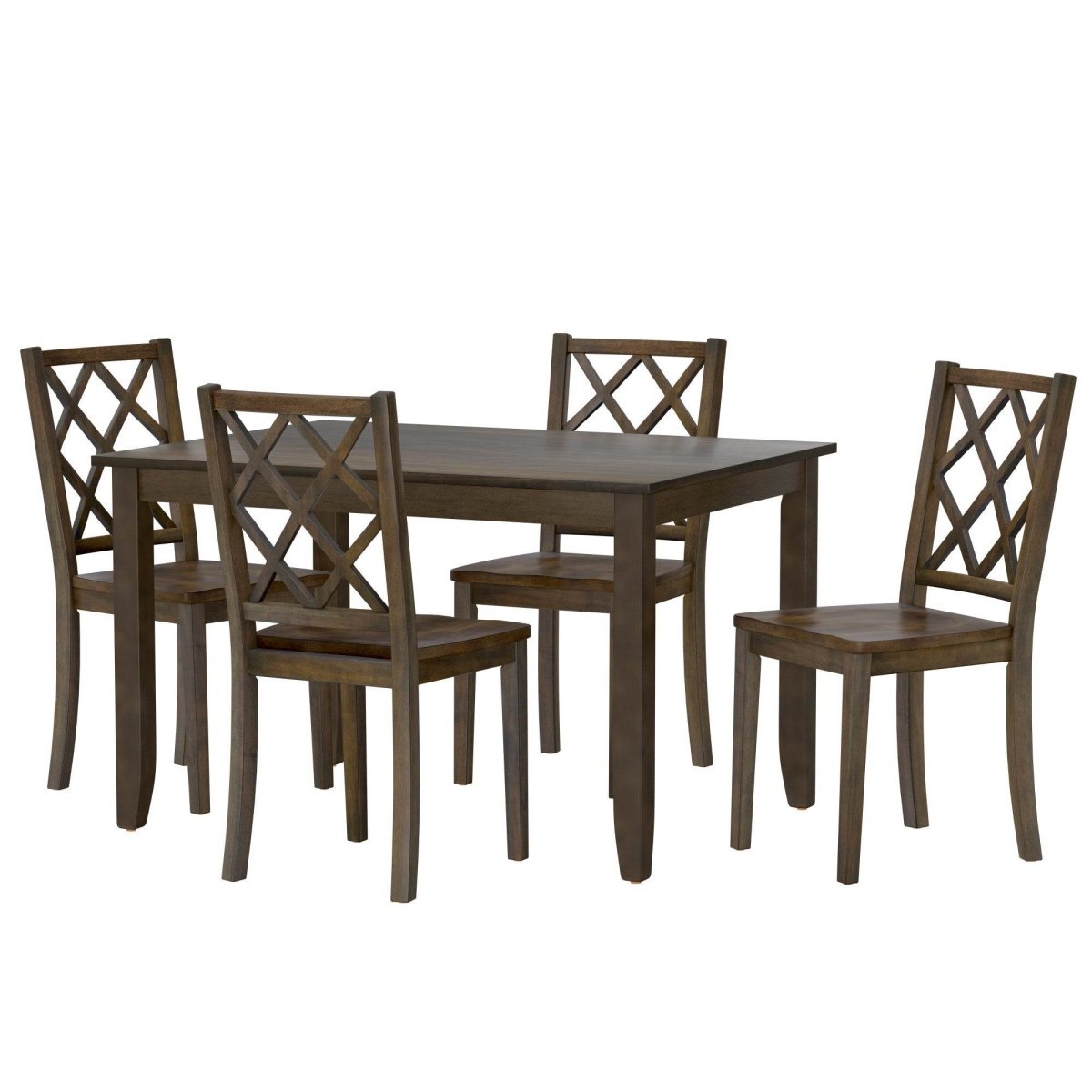 Brown Engineered Wood 5 Piece Dining Table Set - Driftwood - Omega Lifestyles