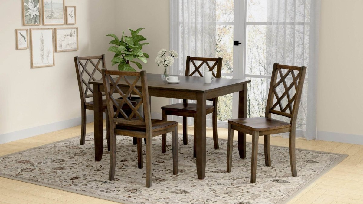 Brown Engineered Wood 5 Piece Dining Table Set - Driftwood - Omega Lifestyles