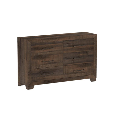 Brown Engineered Wood 6 - Drawer Casual Style Dresser - Driftwood - Omega Lifestyles