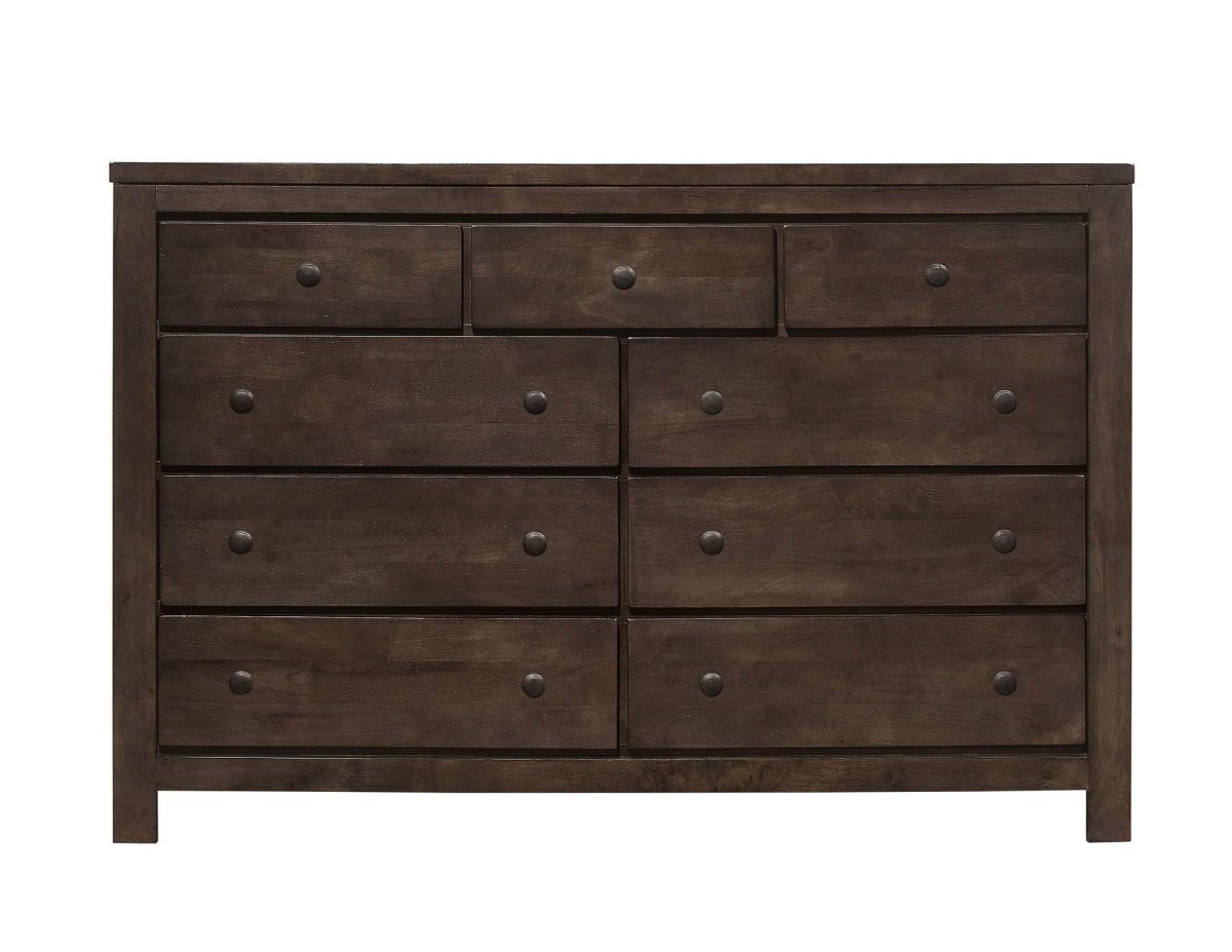 Brown Farmhouse 9 - Drawer Engineered Wood Dresser - Driftwood - Omega Lifestyles
