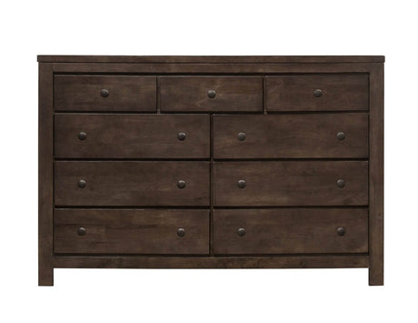 Brown Farmhouse 9 - Drawer Engineered Wood Dresser - Driftwood - Omega Lifestyles