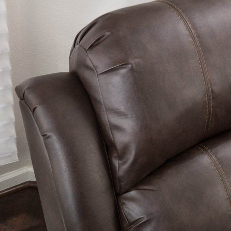 Brown Faux Leather Manual Glider Wide Recliner Chair - Driftwood - Omega Lifestyles
