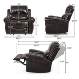 Brown Faux Leather Manual Glider Wide Recliner Chair - Driftwood - Omega Lifestyles