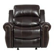 Brown Faux Leather Manual Glider Wide Recliner Chair - Driftwood - Omega Lifestyles