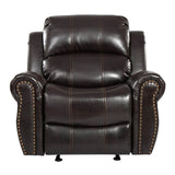 Brown Faux Leather Manual Glider Wide Recliner Chair - Driftwood - Omega Lifestyles