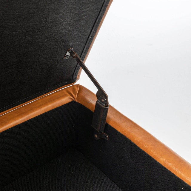 Brown PU Leather Storage Ottoman Bench With Storage - Omega Lifestyles