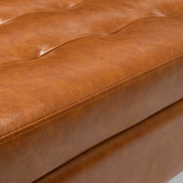 Brown PU Leather Storage Ottoman Bench With Storage - Omega Lifestyles