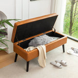 Brown PU Leather Storage Ottoman Bench With Storage - Sleep Galleria