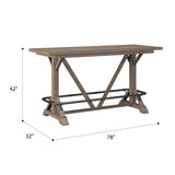 Brown Solid Wood Bar Height Trestle Table - Driftwood - Omega Lifestyles