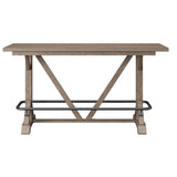 Brown Solid Wood Bar Height Trestle Table - Driftwood - Omega Lifestyles