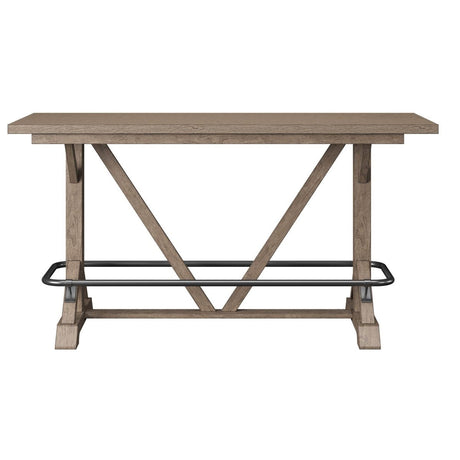 Brown Solid Wood Bar Height Trestle Table - Driftwood - Omega Lifestyles