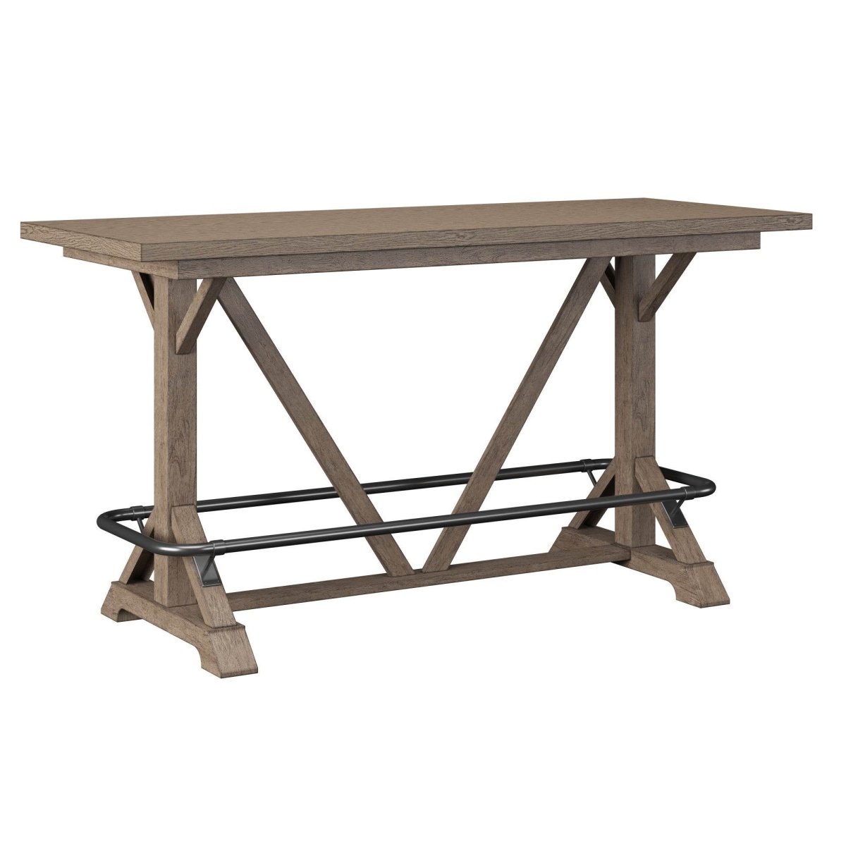 Brown Solid Wood Bar Height Trestle Table - Driftwood - Omega Lifestyles