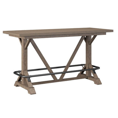Brown Solid Wood Bar Height Trestle Table - Driftwood - Omega Lifestyles