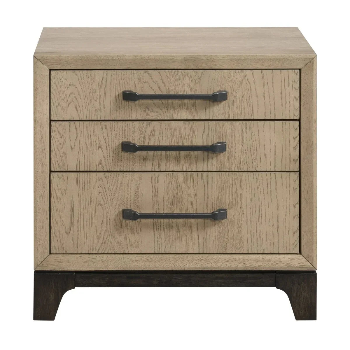 Brown Wood 3-Drawer Nightstand With USB Charging - Omega Lifestyles