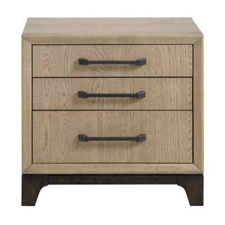 Brown Wood 3-Drawer Nightstand With USB Charging - Omega Lifestyles