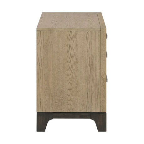 Brown Wood 3-Drawer Nightstand With USB Charging - Omega Lifestyles
