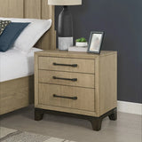 Brown Wood 3-Drawer Nightstand With USB Charging - Omega Lifestyles