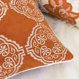 Burnt Orange Damask Embroidered 20x20 Inch Throw Pillow - Driftwood - Omega Lifestyles