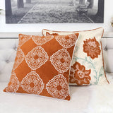 Burnt Orange Damask Embroidered 20x20 Inch Throw Pillow - Driftwood - Omega Lifestyles