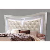Champagne LED Headboard King Bed Solid Wood Frame - Driftwood - Omega Lifestyles