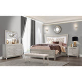 Champagne LED Headboard King Bed Solid Wood Frame - Driftwood - Omega Lifestyles