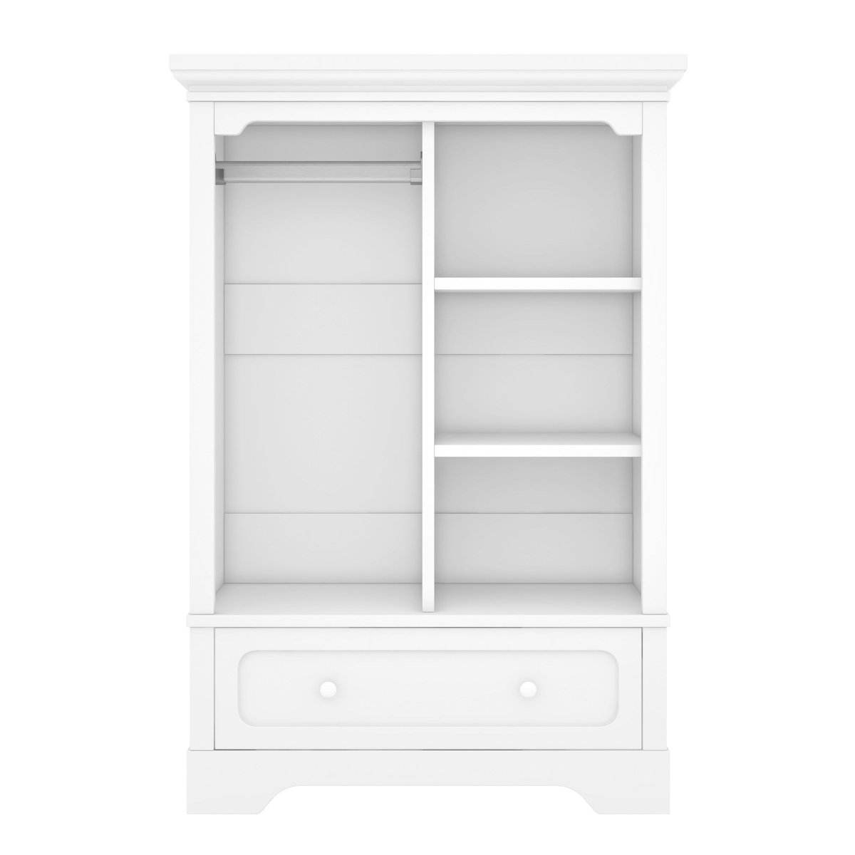 Children’s White Wardrobe With Hanging Rod And Drawers - Omega Lifestyles
