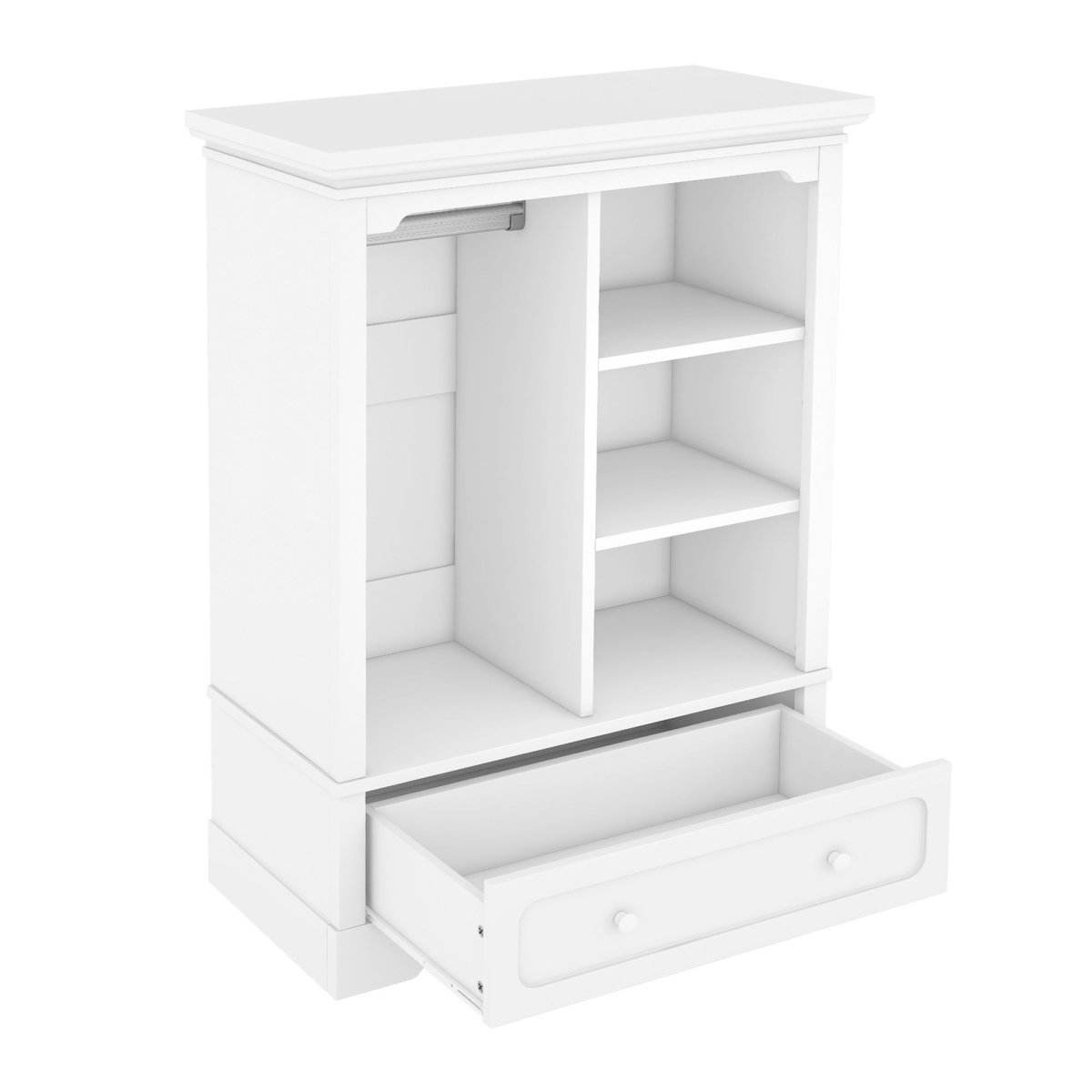 Children’s White Wardrobe With Hanging Rod And Drawers - Omega Lifestyles