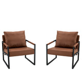 Classic Brown PU Leather Metal Frame Ergonomic Chair - Omega Lifestyles