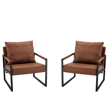 Classic Brown PU Leather Metal Frame Ergonomic Chair - Omega Lifestyles