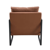 Classic Brown PU Leather Metal Frame Ergonomic Chair - Omega Lifestyles