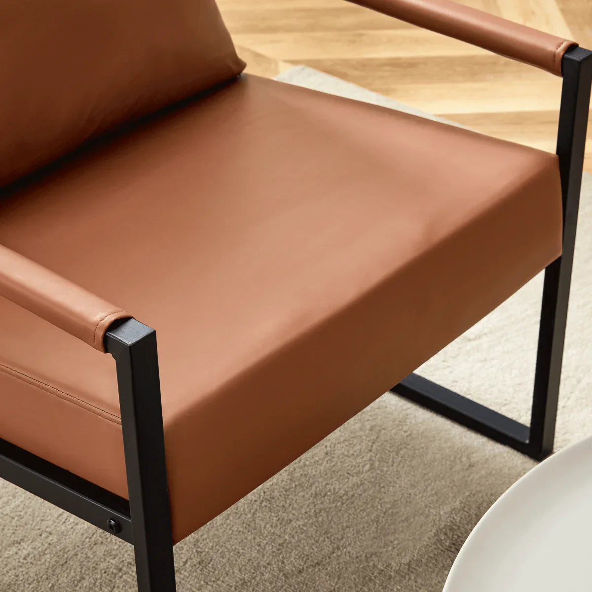 Classic Brown PU Leather Metal Frame Ergonomic Chair - Omega Lifestyles