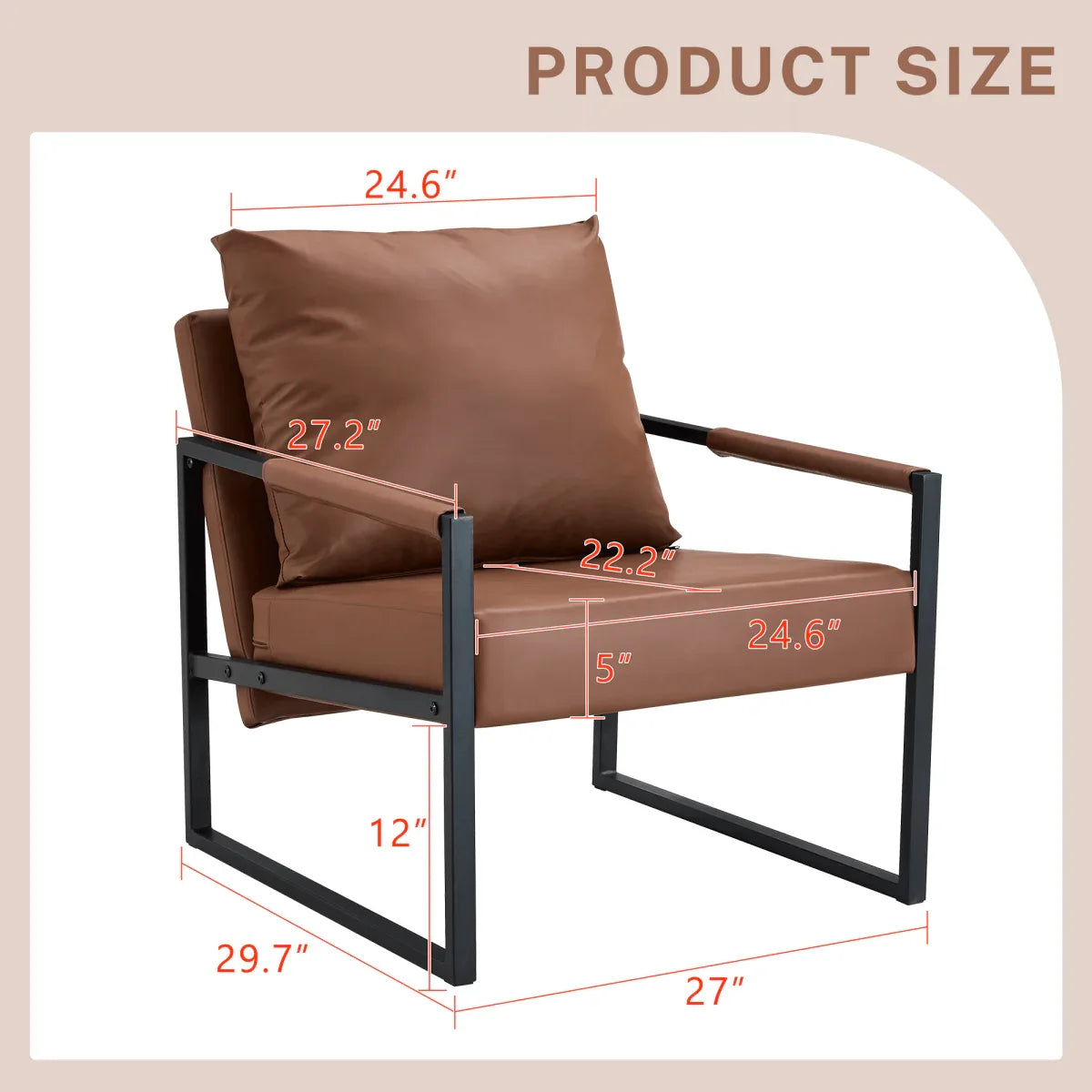 Classic Brown PU Leather Metal Frame Ergonomic Chair - Omega Lifestyles
