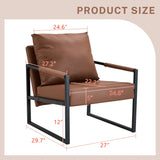 Classic Brown PU Leather Metal Frame Ergonomic Chair - Omega Lifestyles