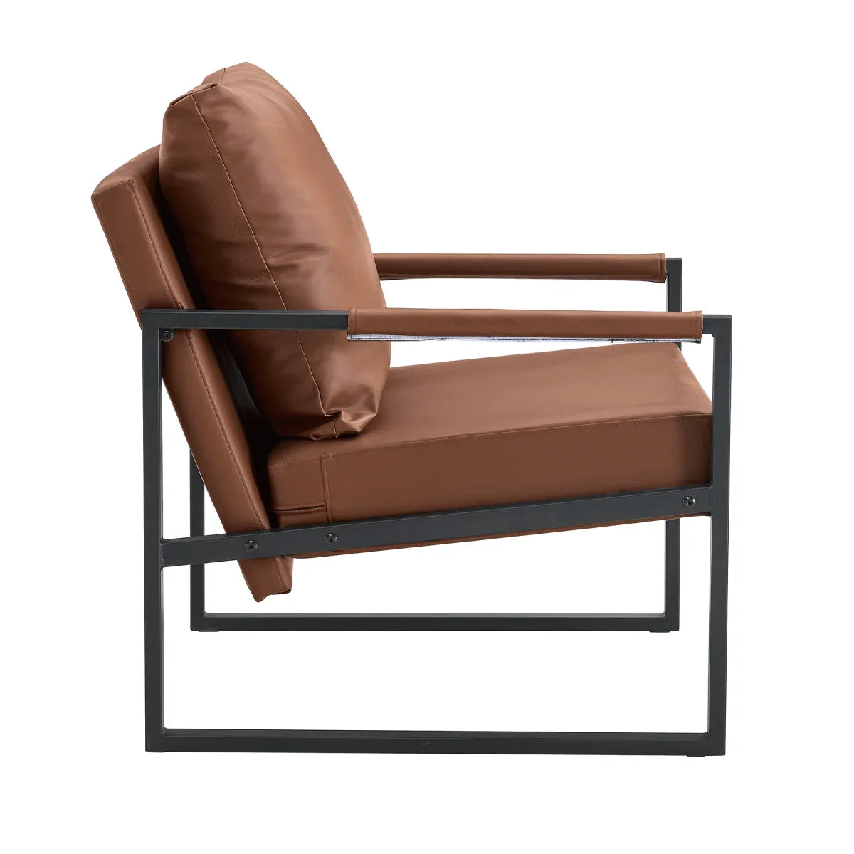 Classic Brown PU Leather Metal Frame Ergonomic Chair - Omega Lifestyles