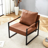 Classic Brown PU Leather Metal Frame Ergonomic Chair - Omega Lifestyles