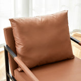 Classic Brown PU Leather Metal Frame Ergonomic Chair - Omega Lifestyles