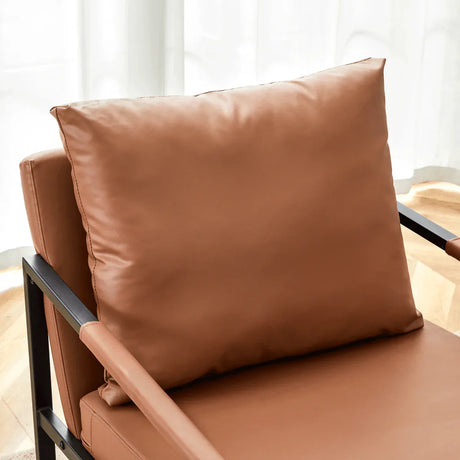 Classic Brown PU Leather Metal Frame Ergonomic Chair - Omega Lifestyles