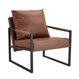 Classic Brown PU Leather Metal Frame Ergonomic Chair - Omega Lifestyles