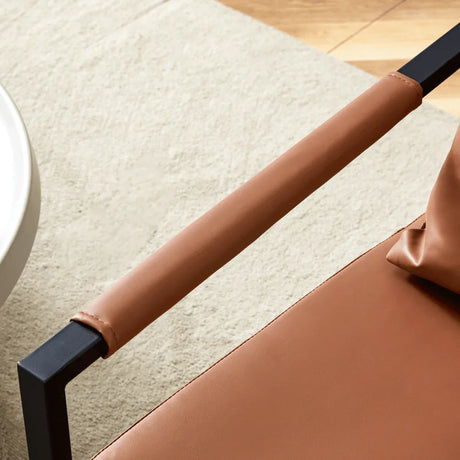 Classic Brown PU Leather Metal Frame Ergonomic Chair - Omega Lifestyles