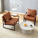 Classic Brown PU Leather Metal Frame Ergonomic Chair - Omega Lifestyles
