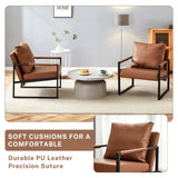 Classic Brown PU Leather Metal Frame Ergonomic Chair - Omega Lifestyles