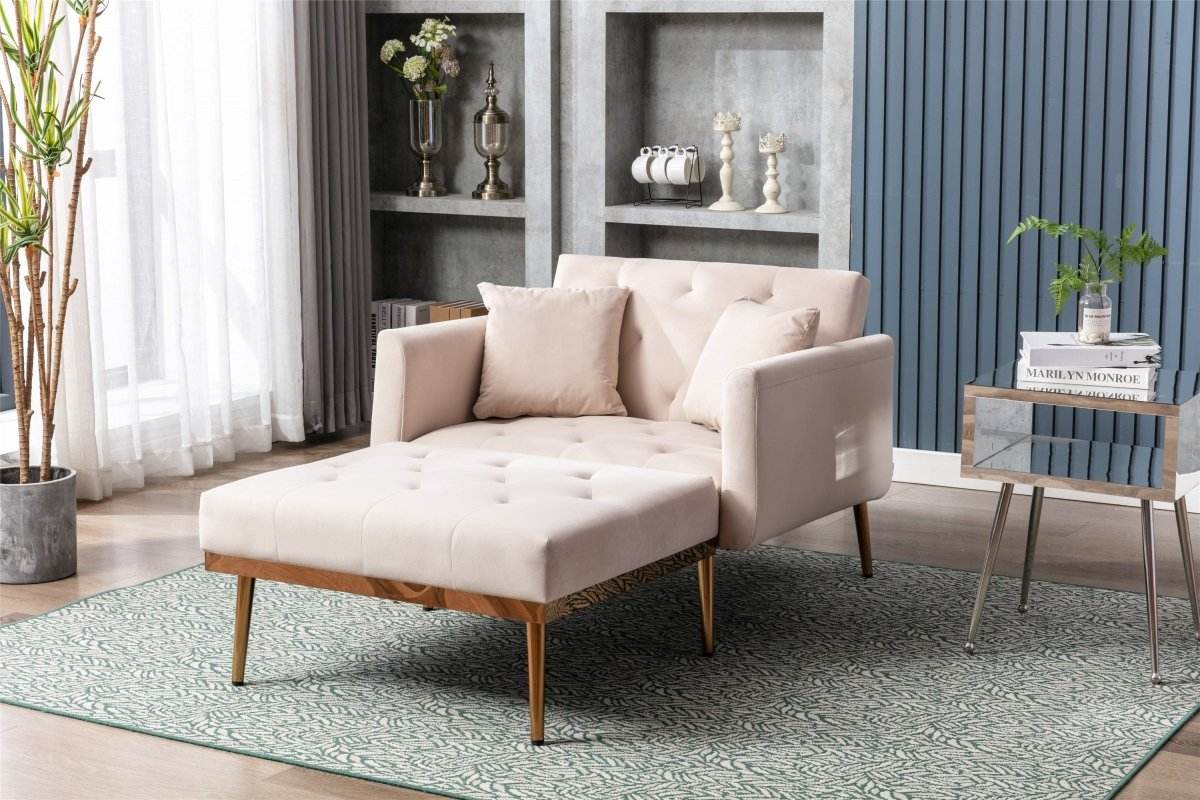 Classic Velvet Upholstered Adjustable Chaise Lounge Chair - Omega Lifestyles