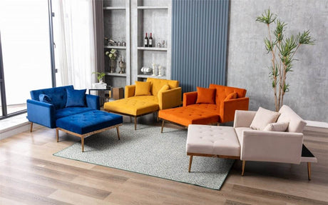 Classic Velvet Upholstered Adjustable Chaise Lounge Chair - Omega Lifestyles