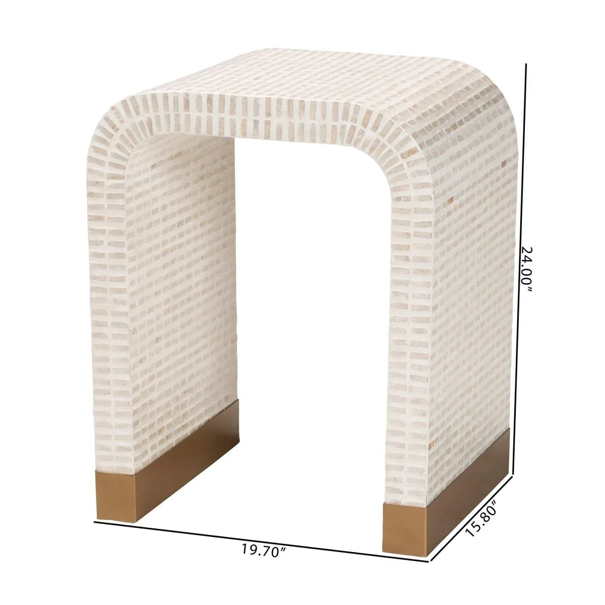 Coastal Mosaic Capiz Shell Beige End Table - Omega Lifestyles