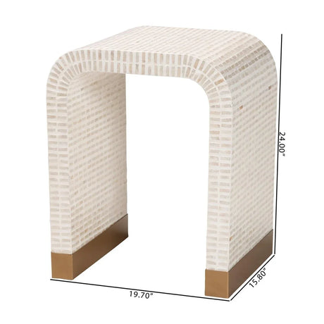 Coastal Mosaic Capiz Shell Beige End Table - Omega Lifestyles
