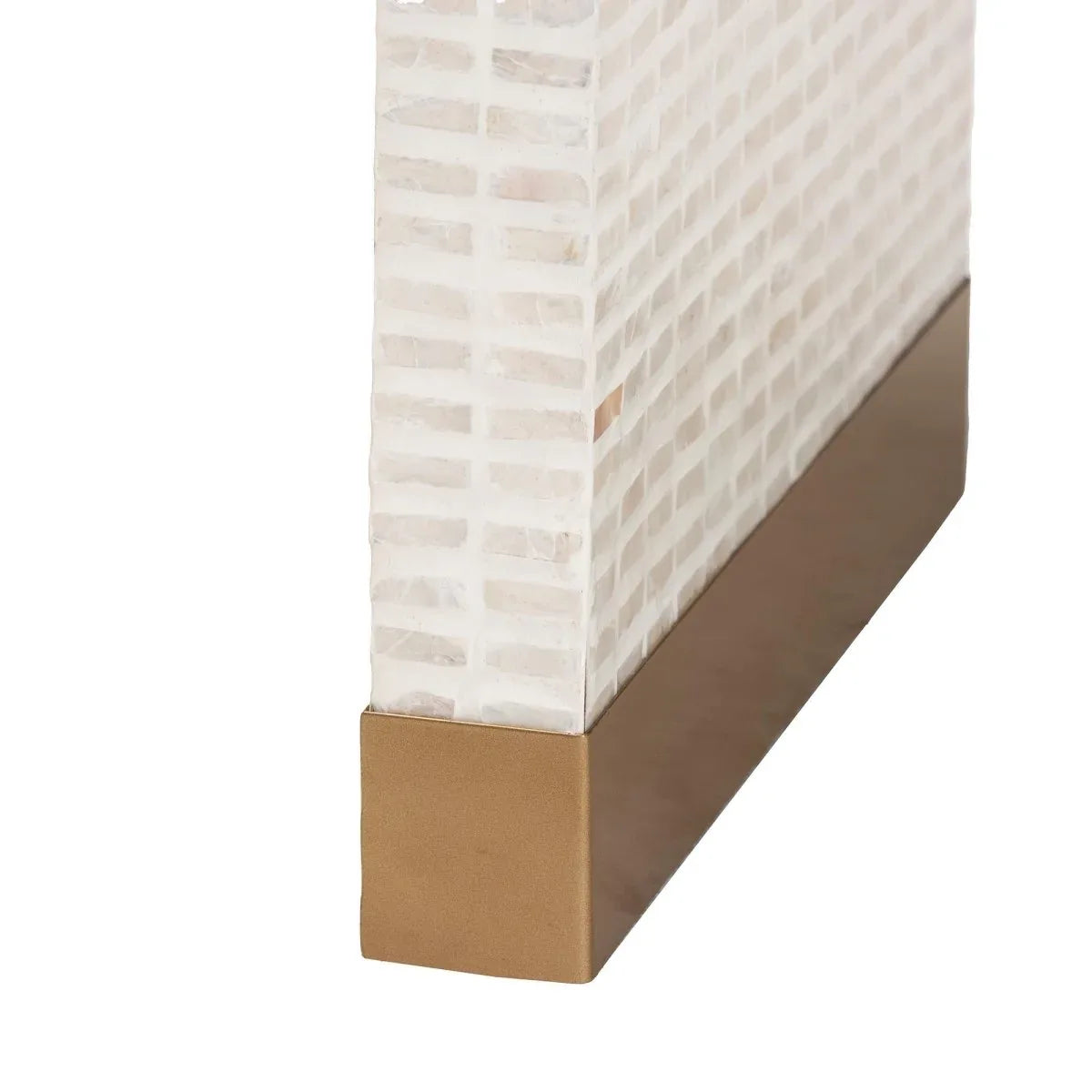 Coastal Mosaic Capiz Shell Beige End Table - Omega Lifestyles