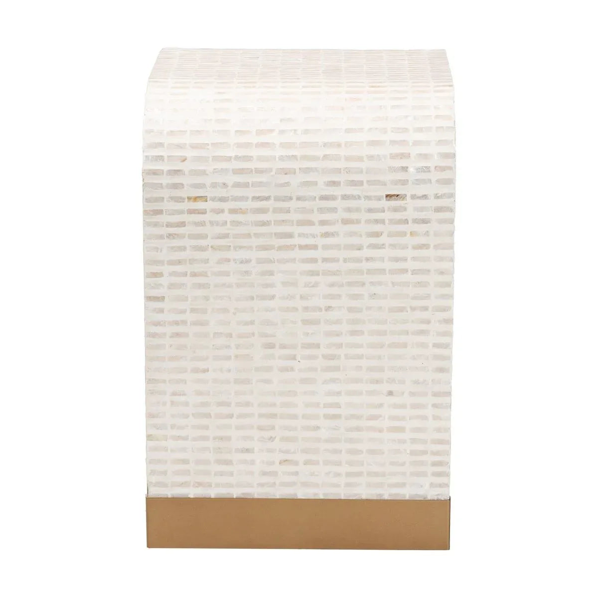 Coastal Mosaic Capiz Shell Beige End Table - Omega Lifestyles